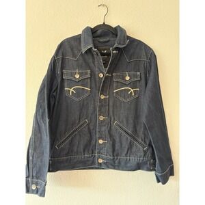 XRay Jeans Men's Denim Jacket Button Front 100% Cotton Dark Blue Size XL